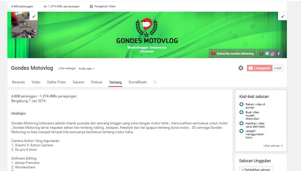 Channel Youtube Motovlogger Indonesia Terkenal